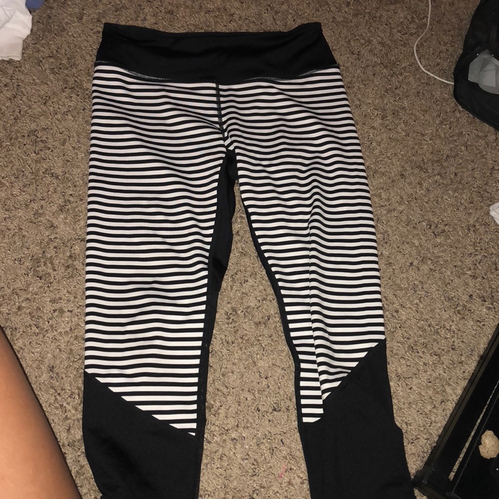 Striped crop workout pants